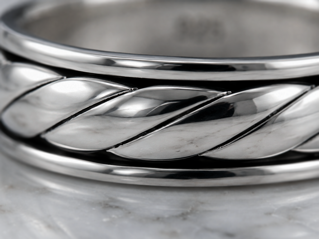 925 Sterling Silver Twist Design Fidget Ring