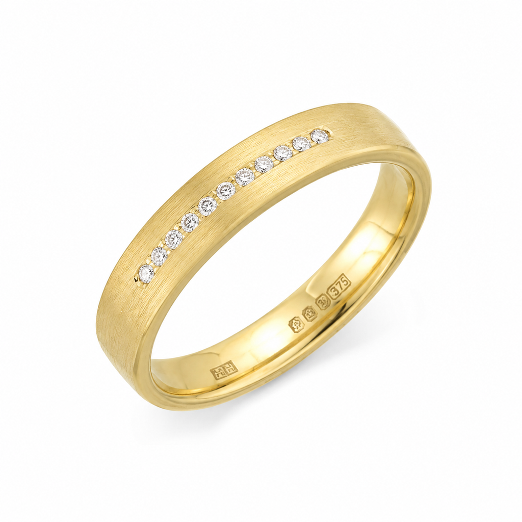 Yellow Gold 0.09ct Diamond Set Wedding Ring - 3.5mm