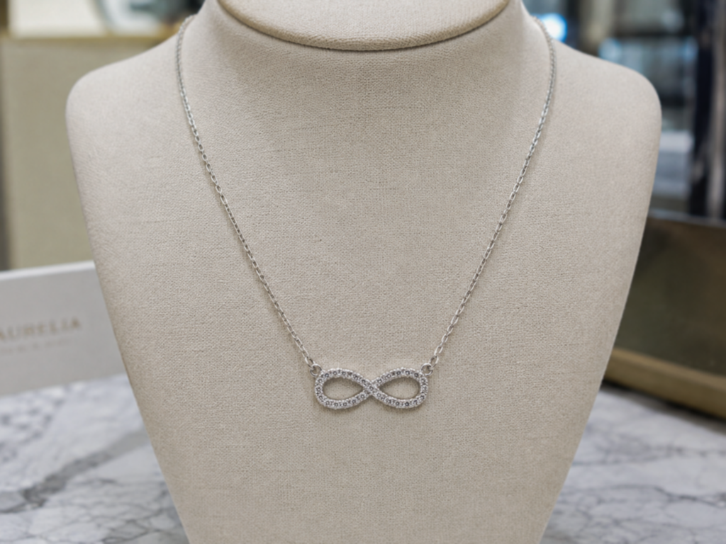 Sterling Silver Moissanite Infinity Pendant Necklace