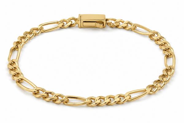 Men’s Yellow Gold-Plated Sterling Silver Figaro Bracelet