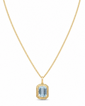 Elongated Aquamarine Pendant in 9ct Gold Curb Chain
