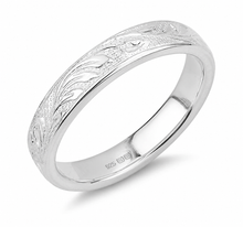 Sterling Silver Engraved Floral Band Ring