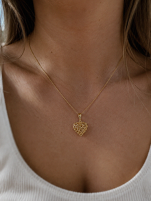 9ct Gold Caged Heart Pendant Necklace