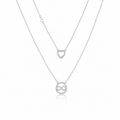 Sterling Silver CZ Heart & Infinity Layered Necklace