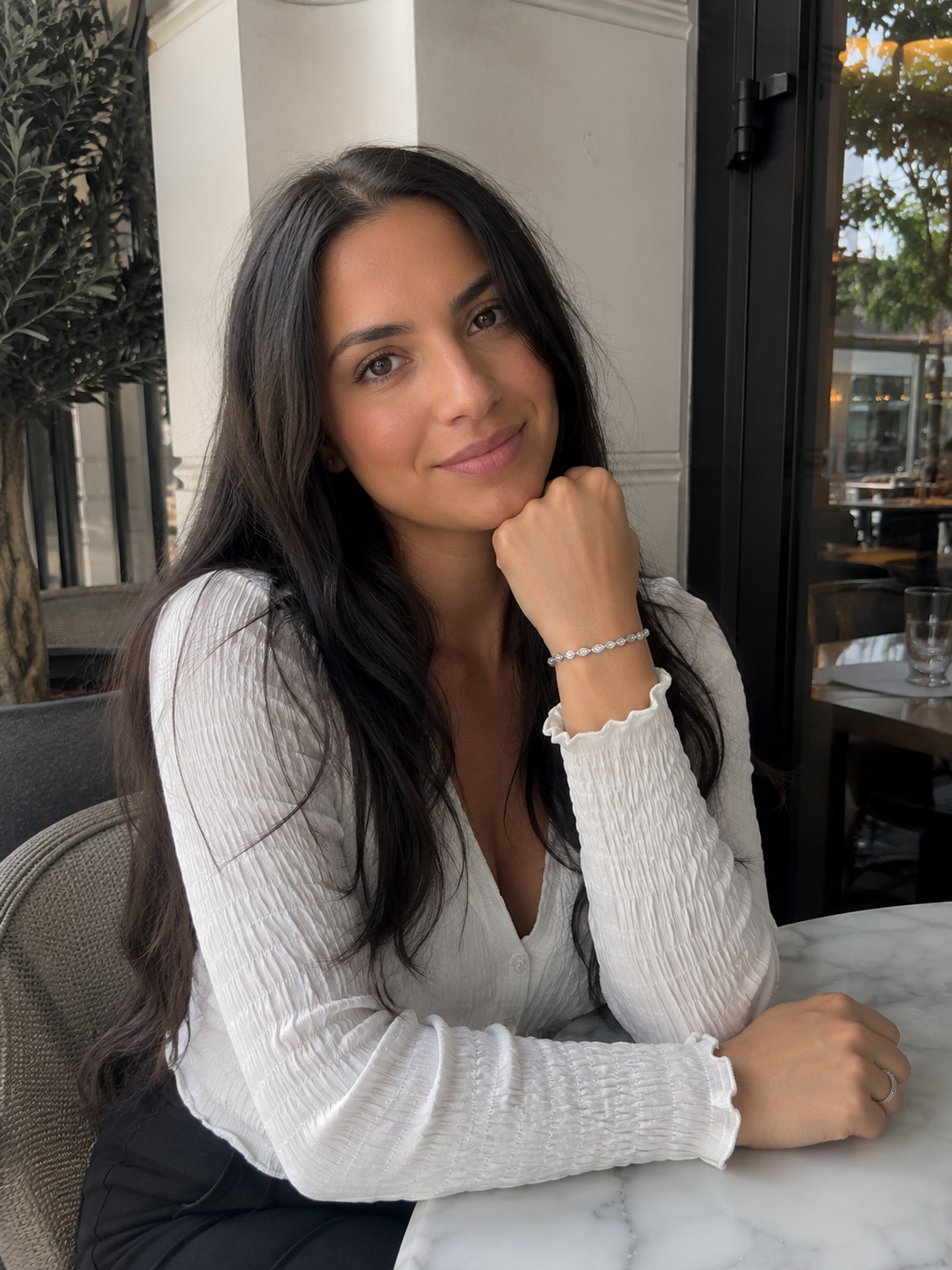 Sterling Silver Marquise Cubic Zirconia Bracelet