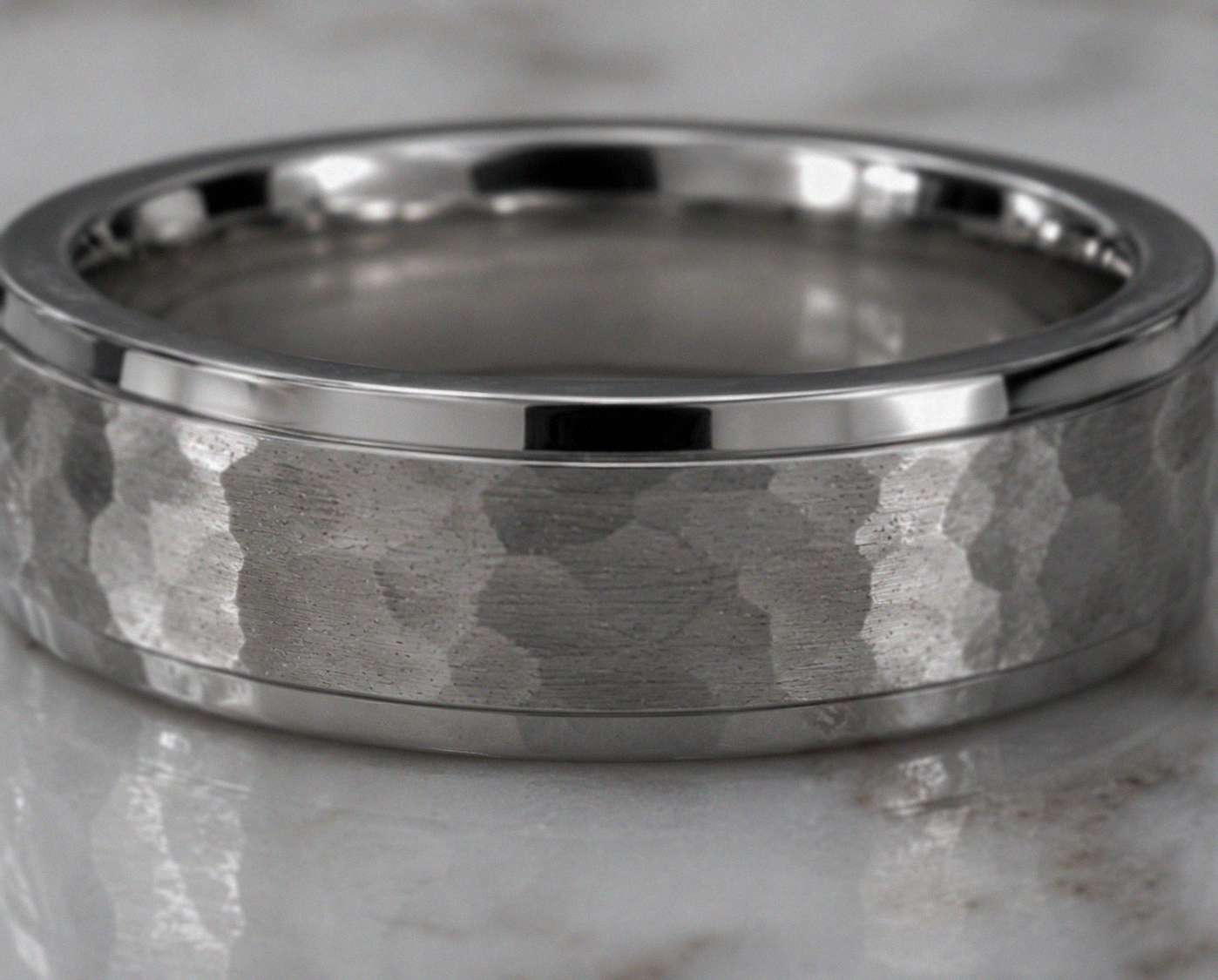 Stainless Steel Hammered Finish Band Ring