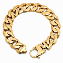 9ct Yellow Gold Heavy Flat Curb Bracelet (94g) 17mm Statement Piece