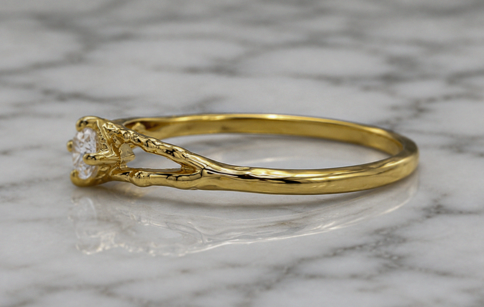 Banyan 18ct Gold Vermeil Lab-Grown Diamond Solitaire Ring