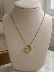 Organic Heart Pendant Necklace in 9ct Yellow Gold