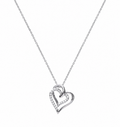 Diamonfire Sterling Silver Zirconia Interlocking Hearts Necklace