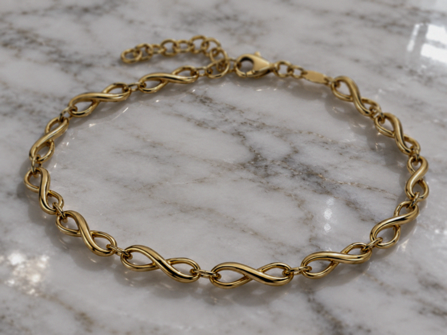 9ct Yellow Gold Infinity Link Bracelet