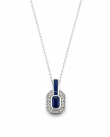 9ct White Gold Sapphire & Diamond Channel Necklace