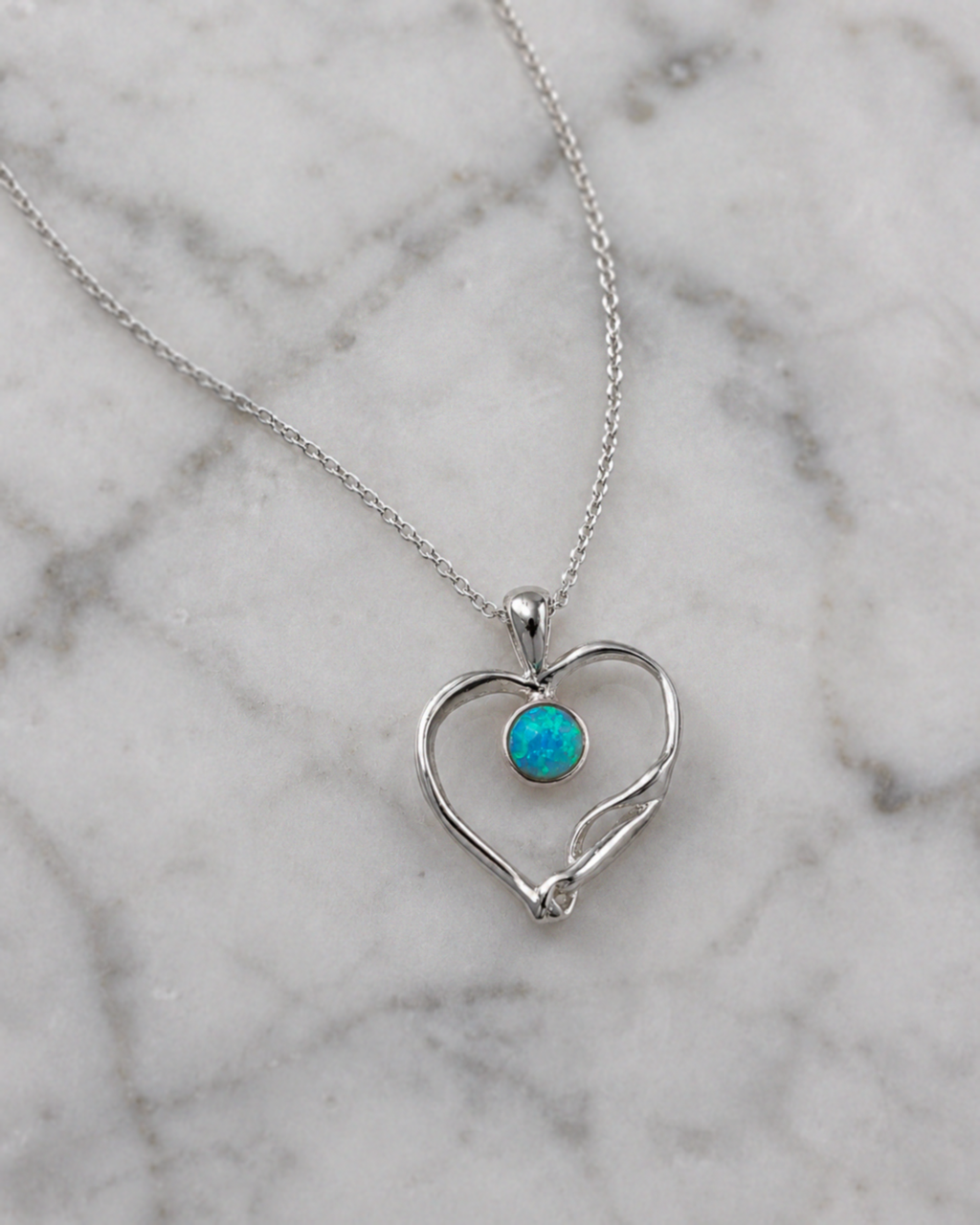 Banyan Blue Opalite Open Heart Pendant Necklace