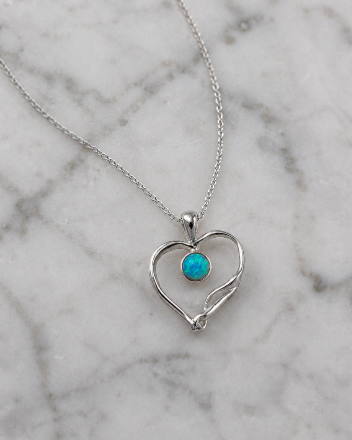 Banyan Blue Opalite Open Heart Pendant Necklace