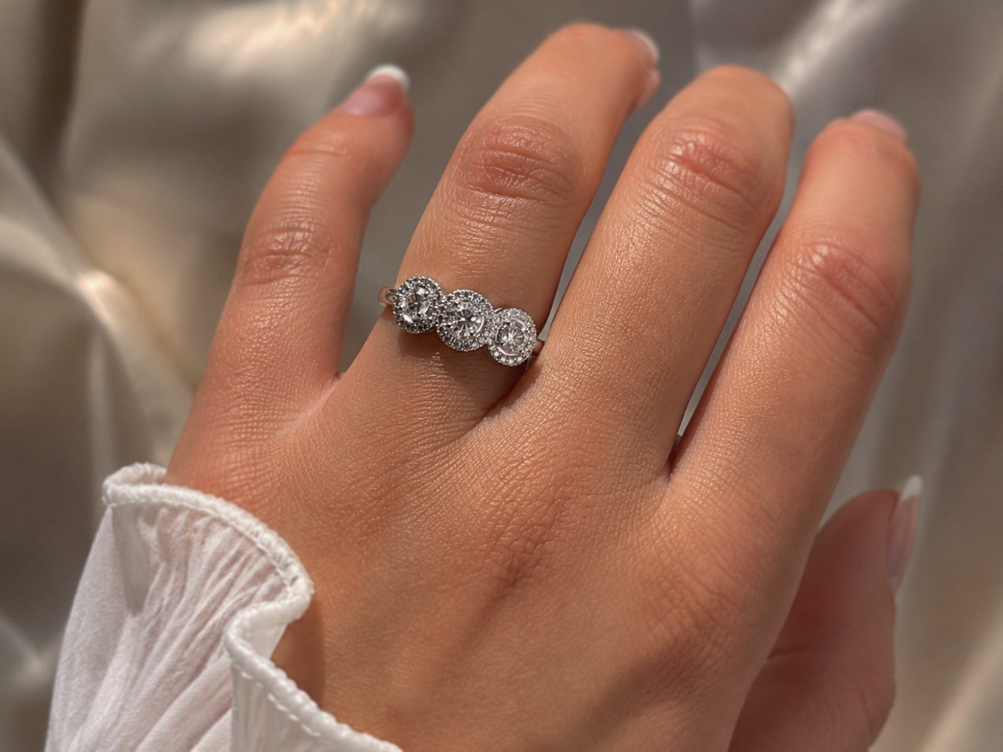 Sterling Silver Cubic Zirconia Triple Halo Ring