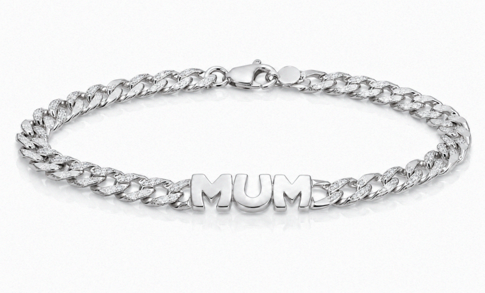 Silver Engraved MUM Curb Bracelet
