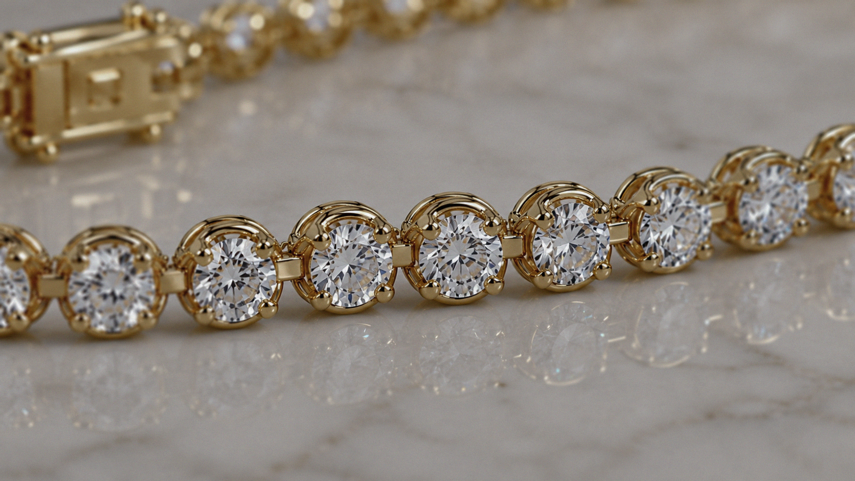 9ct Yellow Gold 3ct Lab-Grown Diamond Tennis Bracelet 7 Inch