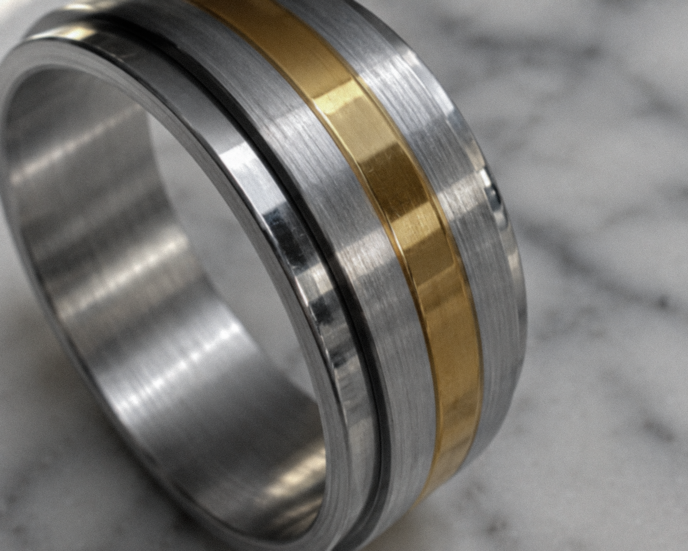 Fred Bennett Stainless Steel & Gold Tone Spinner Ring