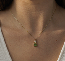 9ct Yellow Gold Green Sapphire & Diamond Drop Pendant