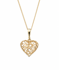 9ct Gold Caged Heart Pendant Necklace