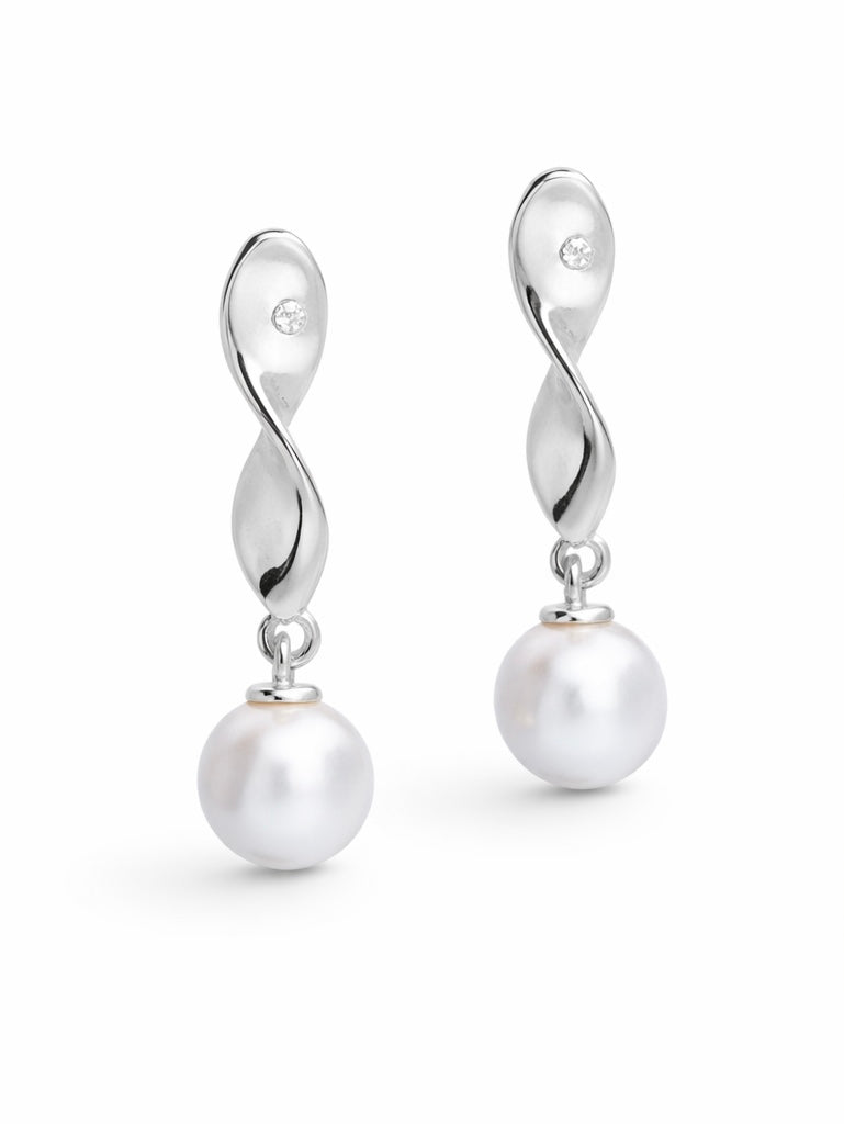 Sterling Silver Twisted Pear Drop Earrings