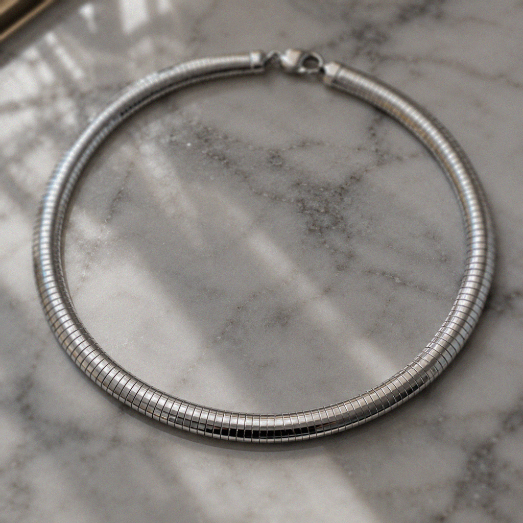 Sterling Silver Omega Necklace – 42cm | 8mm Statement Chain