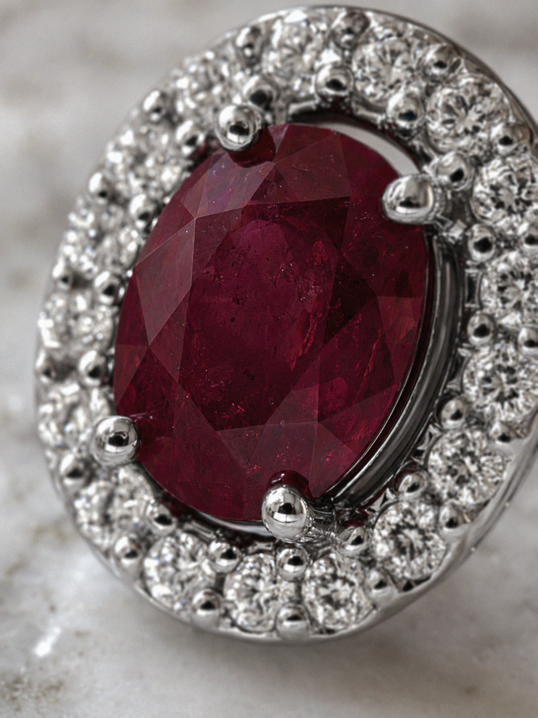 Ruby & Diamond Cluster Stud Earrings in 9ct White Gold