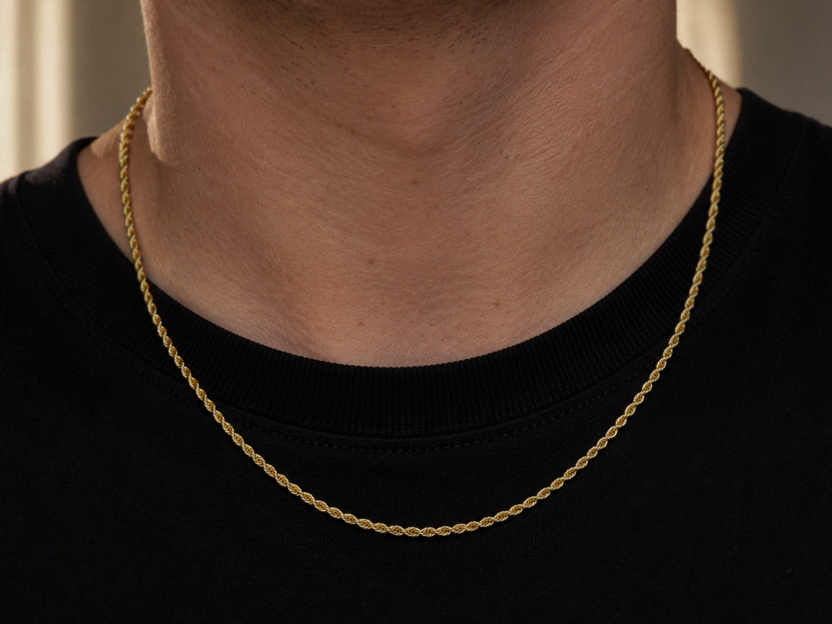 9ct Yellow Gold 2.2mm Hollow Rope Chain Necklace 16–22 Inch