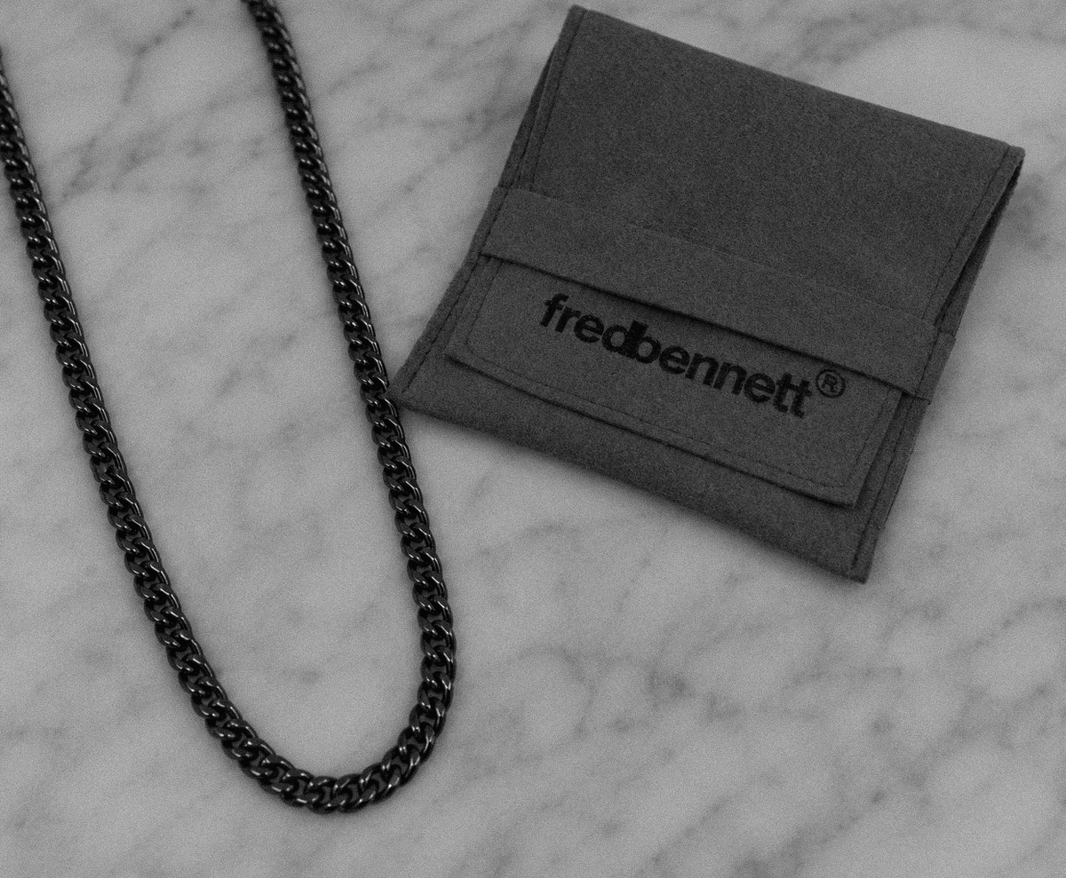 Fred Bennett Black Brushed Stainless Steel Curb Chain Necklace
