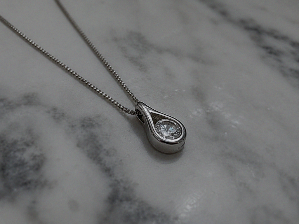 Sterling Silver Teardrop Cubic Zirconia Necklace