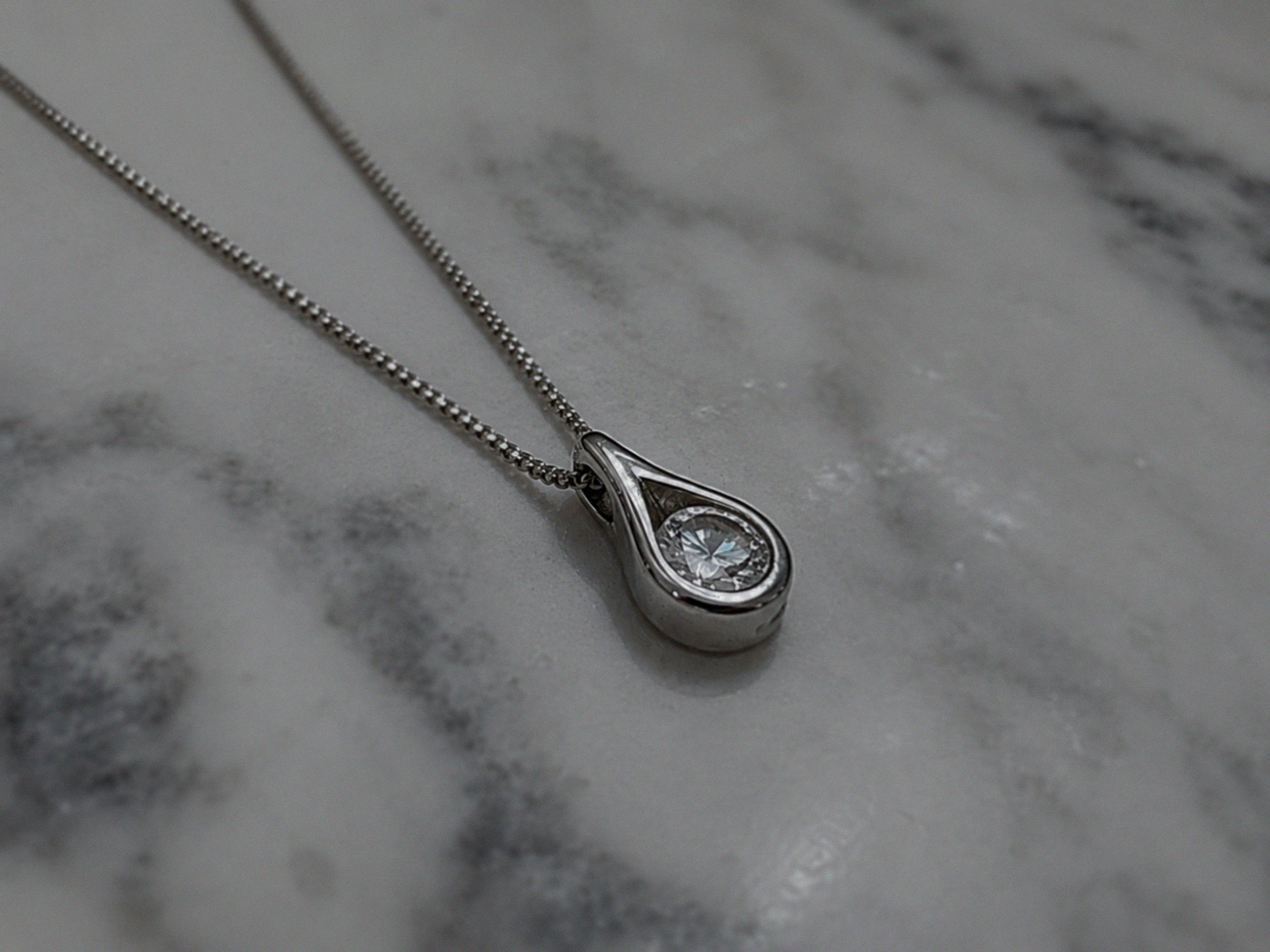 Sterling Silver Teardrop Cubic Zirconia Necklace