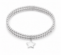 Double Row Stretch Bracelet with Star Charm – Sterling Silver