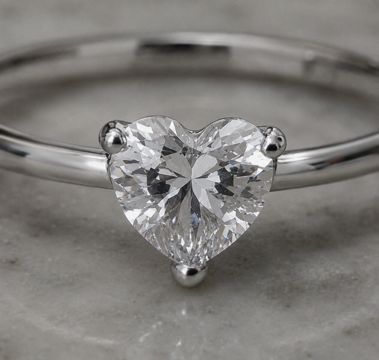 Sterling Silver Cubic Zirconia Solitaire Heart Ring