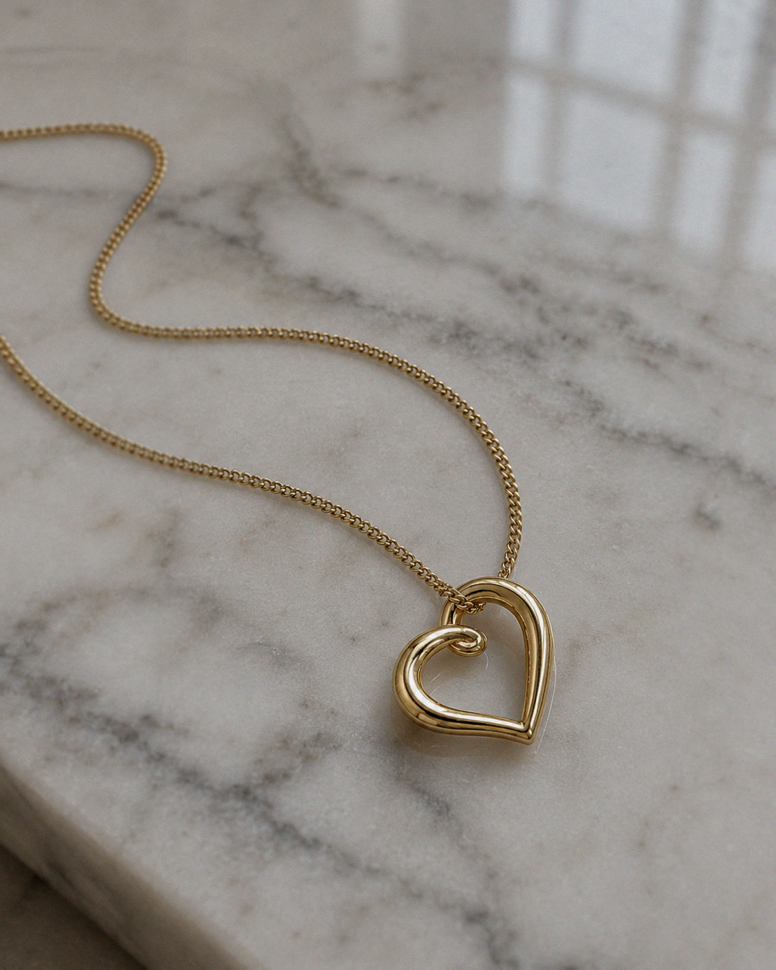 Organic Heart Pendant Necklace in 9ct Yellow Gold