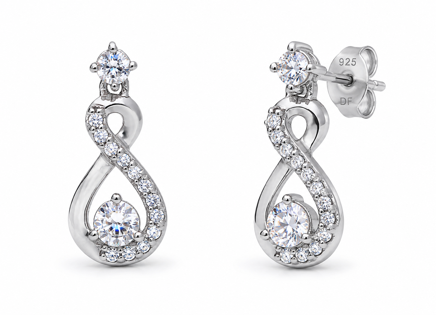 Diamonfire Sterling Silver Zirconia Infinity Drop Earrings