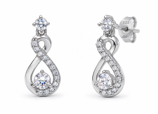 Diamonfire Sterling Silver Zirconia Infinity Drop Earrings