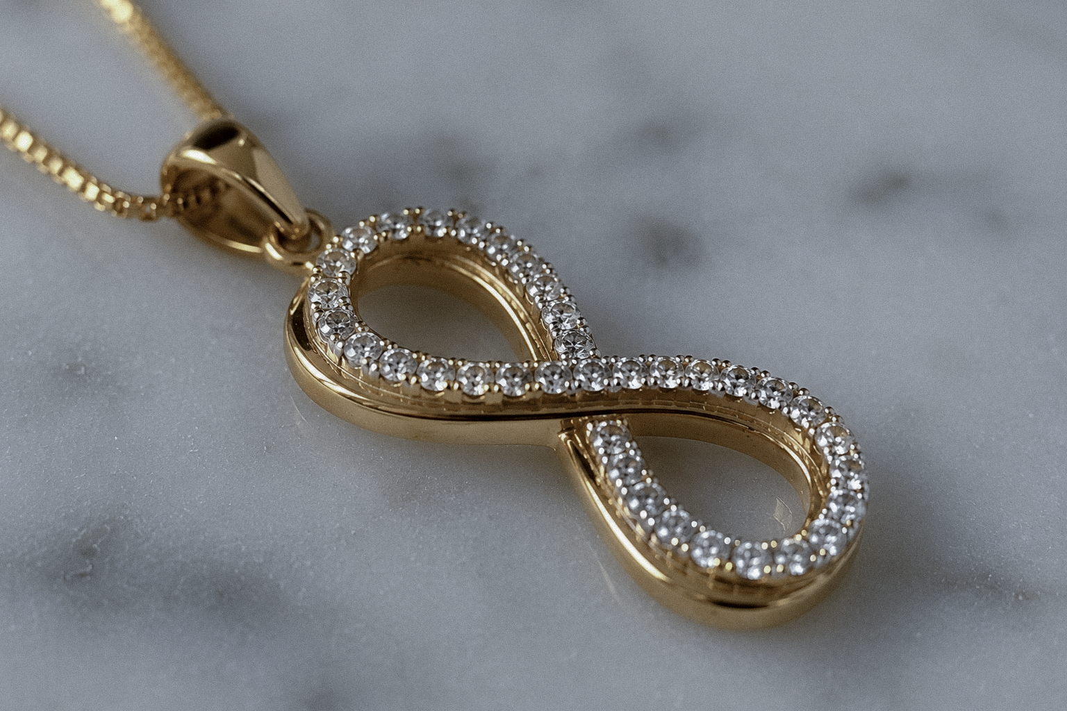 9ct Yellow Gold Cubic Zirconia Infinity Pendant Necklace