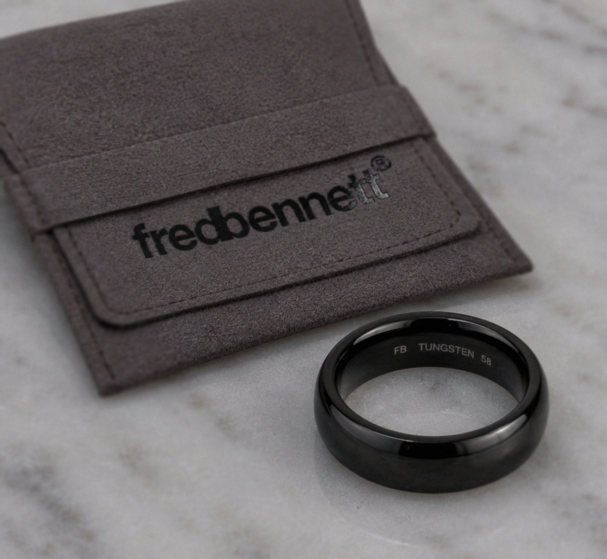 Fred Bennett Black-Tone Tungsten 8mm Band Ring