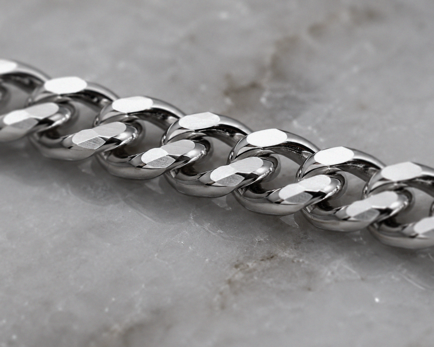 18ct White Gold Diamond-Cut Curb Chain  20” | Solid 6.4g Premium Necklace
