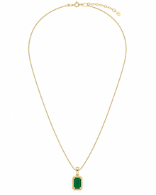 9ct Yellow Gold Emerald Pendant – Chunky Border Design