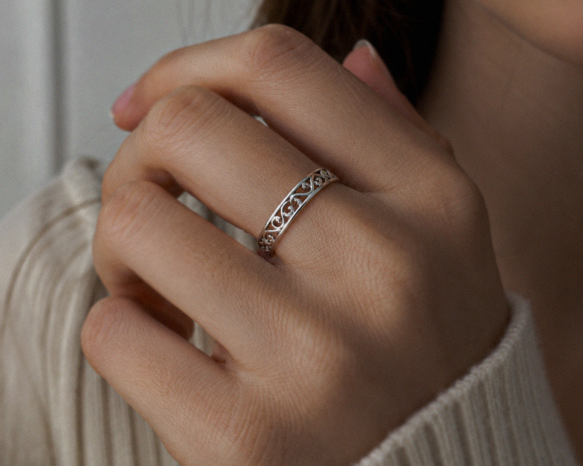 Filigree Sterling Silver Band Ring