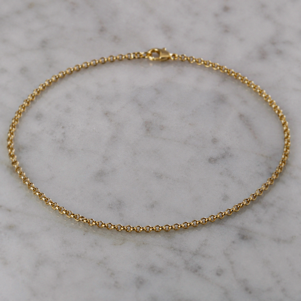 9ct Yellow Gold Round Belcher Chain Anklet 10 Inch