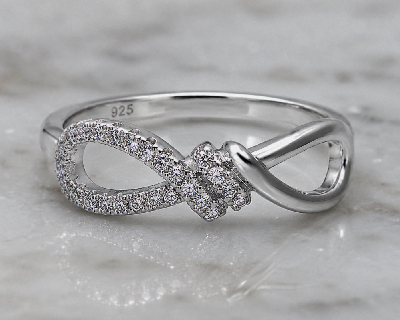 Sterling Silver Cubic Zirconia Infinity Twist Ring
