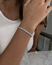 Sterling Silver Moissanite Half Tennis Slider Bracelet