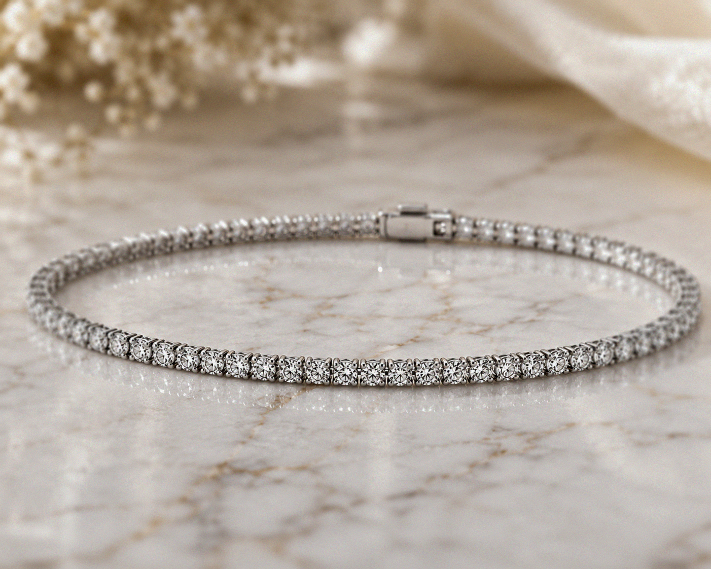 18ct White Gold 3.00ct Diamond Tennis Bracelet – H/SI