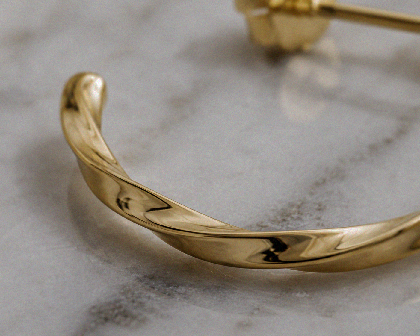 Twisted 3/4 Hoop Earrings in Gold Plated Sterling Silver