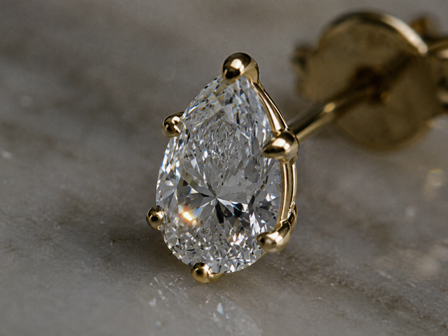 9ct Yellow Gold Pear-Cut Lab-Grown Diamond Stud Earrings – 0.50ct Total