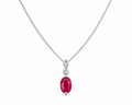 Ruby & Diamond Drop Pendant Necklace in 9ct White Gold