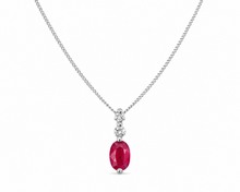 Ruby & Diamond Drop Pendant Necklace in 9ct White Gold