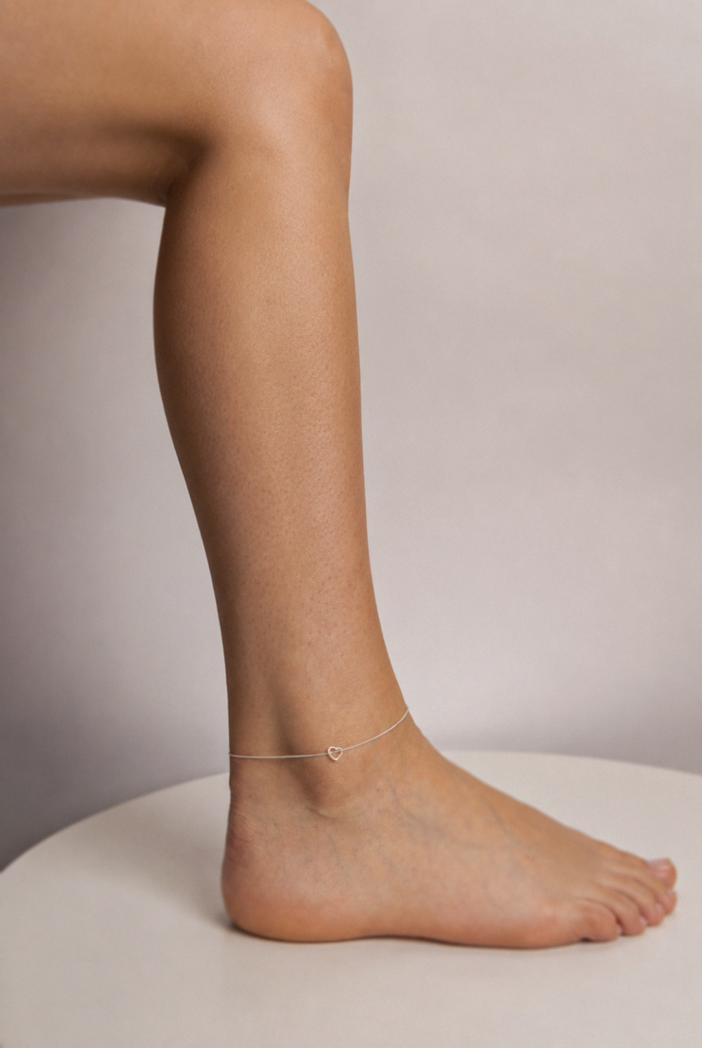 Sterling Silver Heart Anklet 23cm